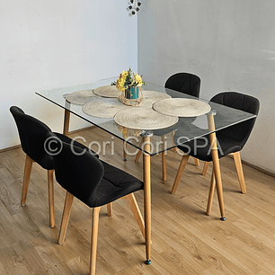 Comedor Rubi 120x80cms + 4 Sillas Mariposa Lino