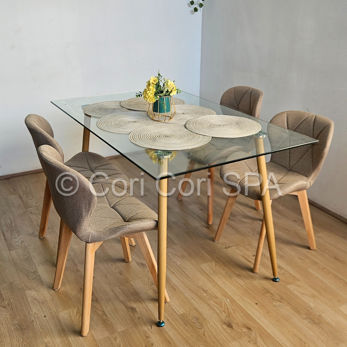Comedor Rubi 120x80cms + 4 Sillas Mariposa Lino 4
