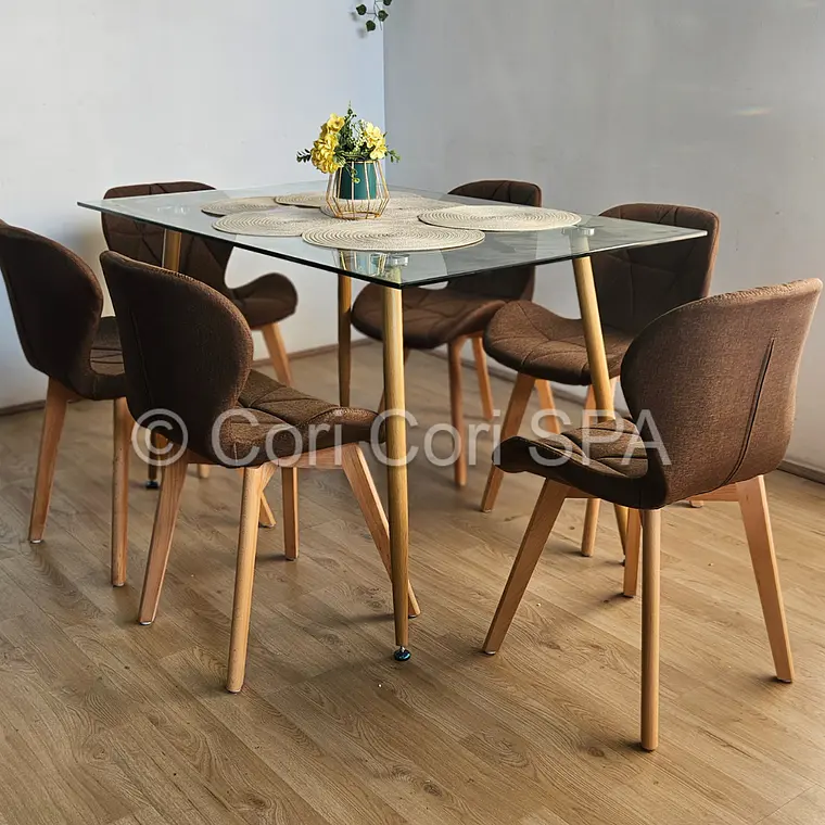 Comedor Rubi 130x80cms + 6 Sillas Mariposa Lino 5
