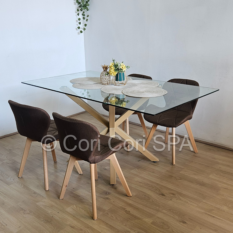 Comedor Madrid 140x80cms + 4 Sillas Mariposa Lino 2