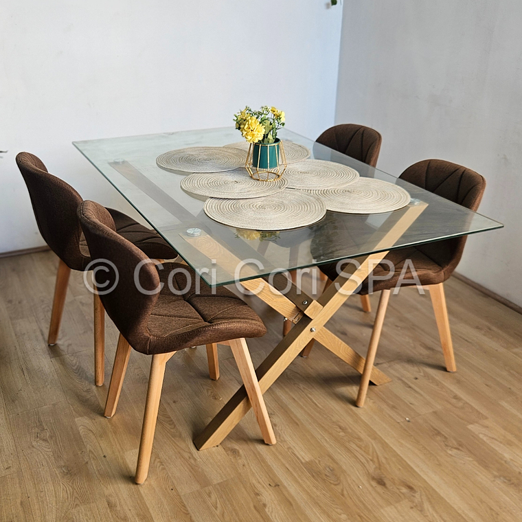 Comedor Medlock 140x90cms + 4 Sillas Mariposa Lino 1