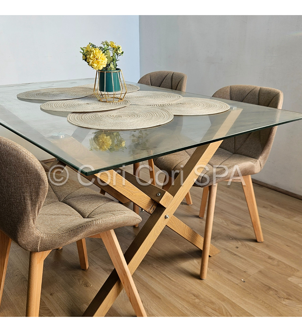 Comedor Medlock 140x90cms + 4 Sillas Mariposa Lino