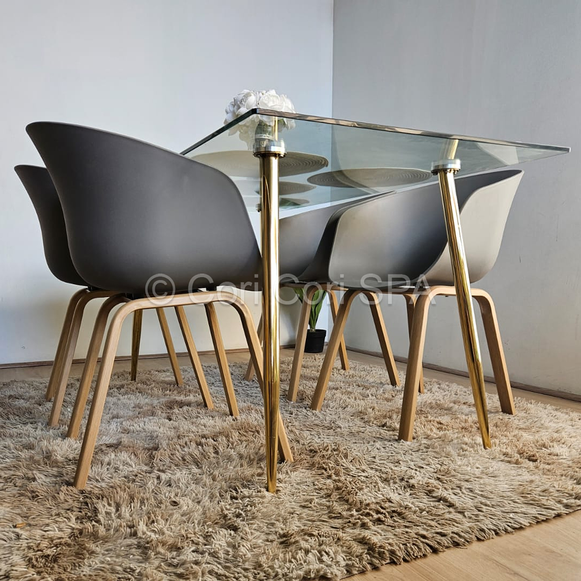 Comedor Mesa Rubi Gold 130x80 + 4 Sillas Cup 6
