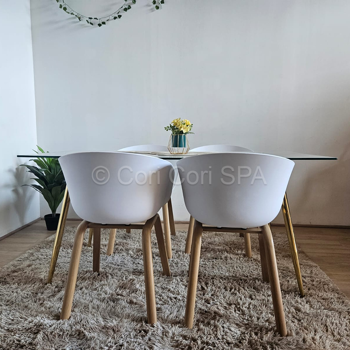 Comedor Mesa Rubi Gold 130x80 + 4 Sillas Cup 8