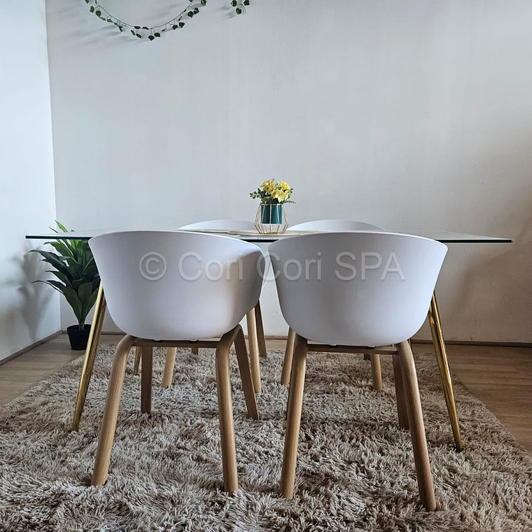 Comedor Mesa Rubi Gold 130x80 + 4 Sillas Cup 8