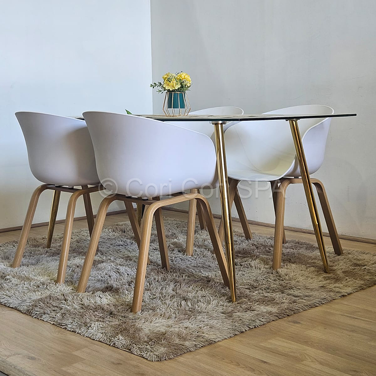 Comedor Mesa Rubi Gold 130x80 + 4 Sillas Cup 9