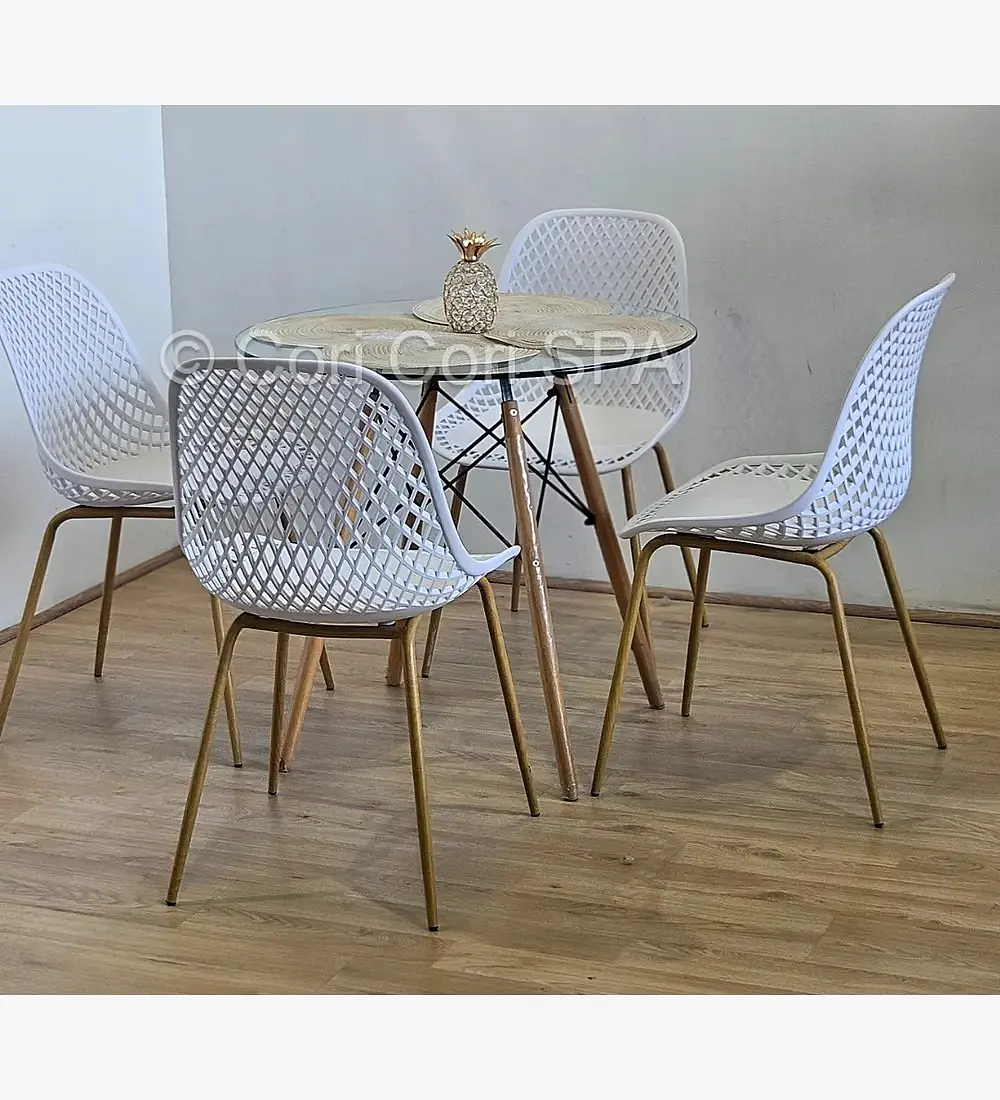 Mesa Eames Vidrio Redonda 80cm 