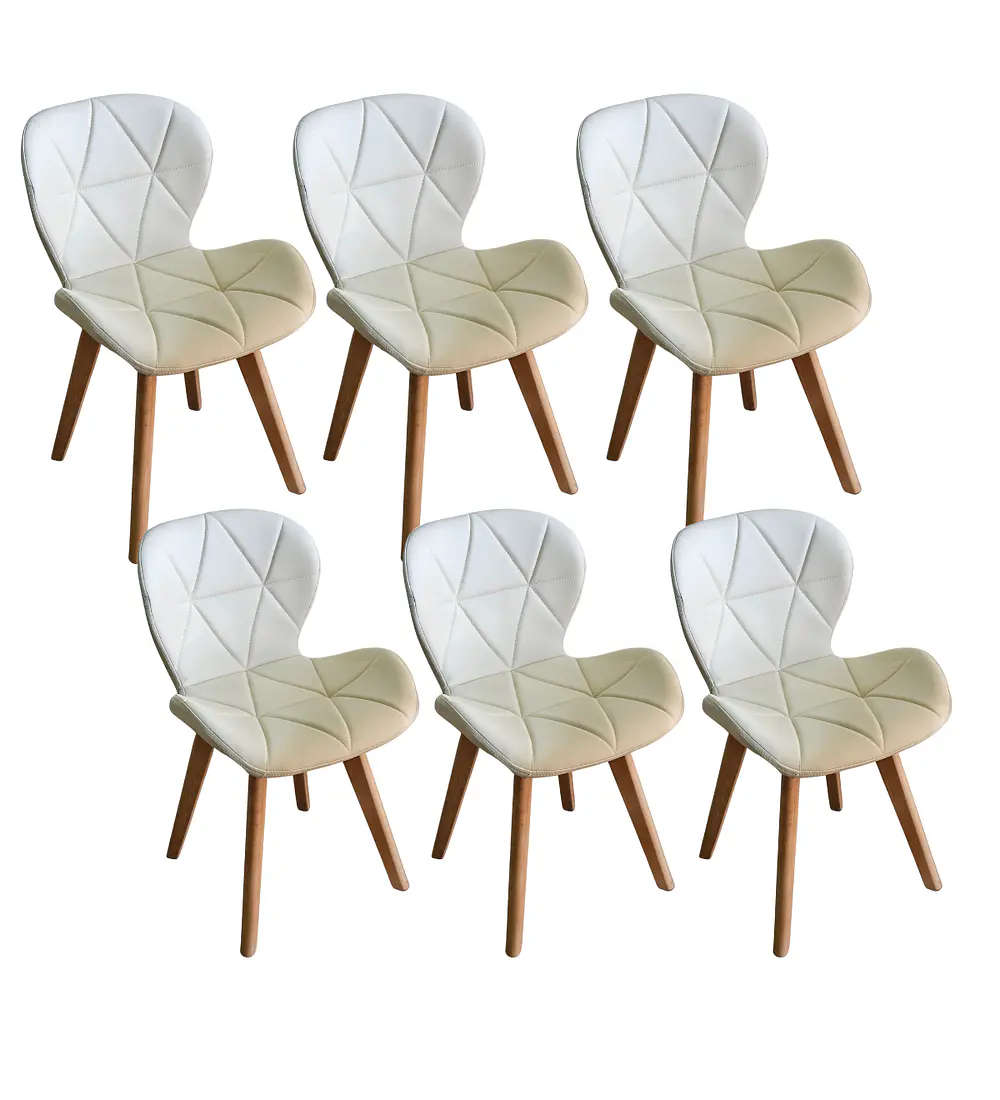 Comedor Tulip Gold Mármol 100cm + 4 Sillas Mariposa Ecocuero Wood
