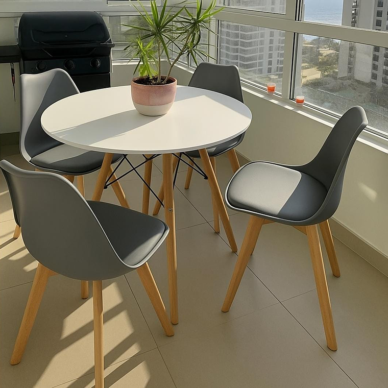 Comedor Mesa Eames Blanca 80cms + 4 Sillas Tulip  3