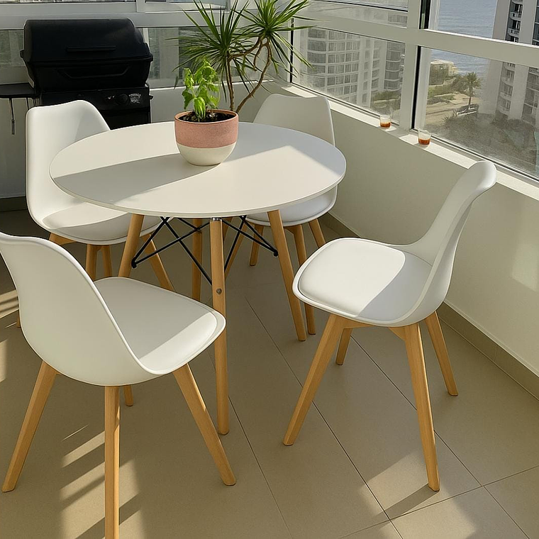 Comedor Mesa Eames Blanca 80cms + 4 Sillas Tulip  4