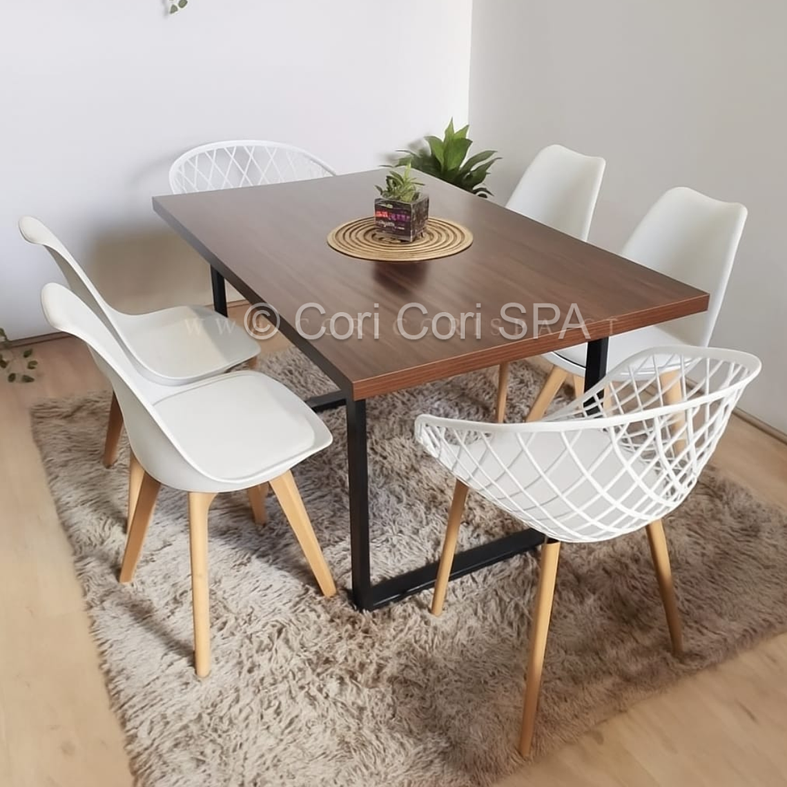 Comedor Industrial 140x90 + (4 Sillas Tulip + 2 Butacas Mesh) 7