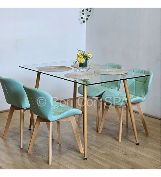 Comedor Rubi 130x80cms + 4 Sillas Mariposa Wood