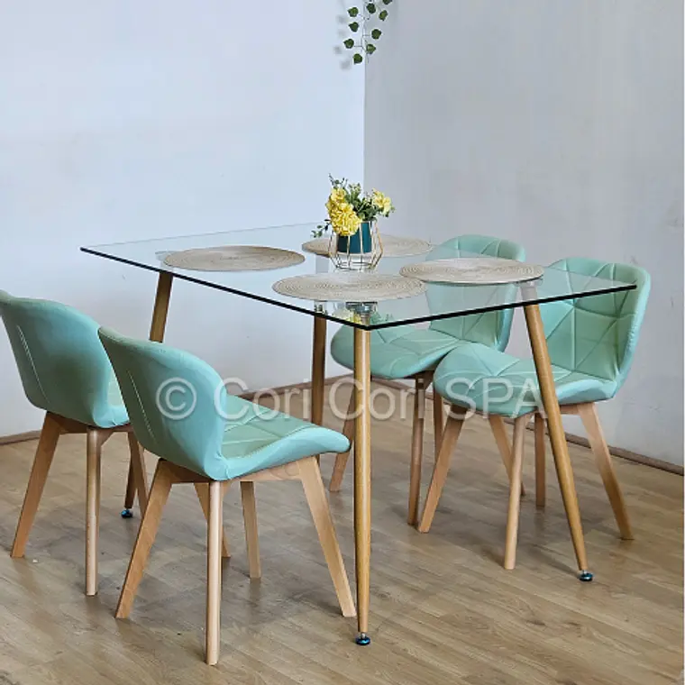 Comedor Rubi 130x80cms + 4 Sillas Mariposa Wood 1