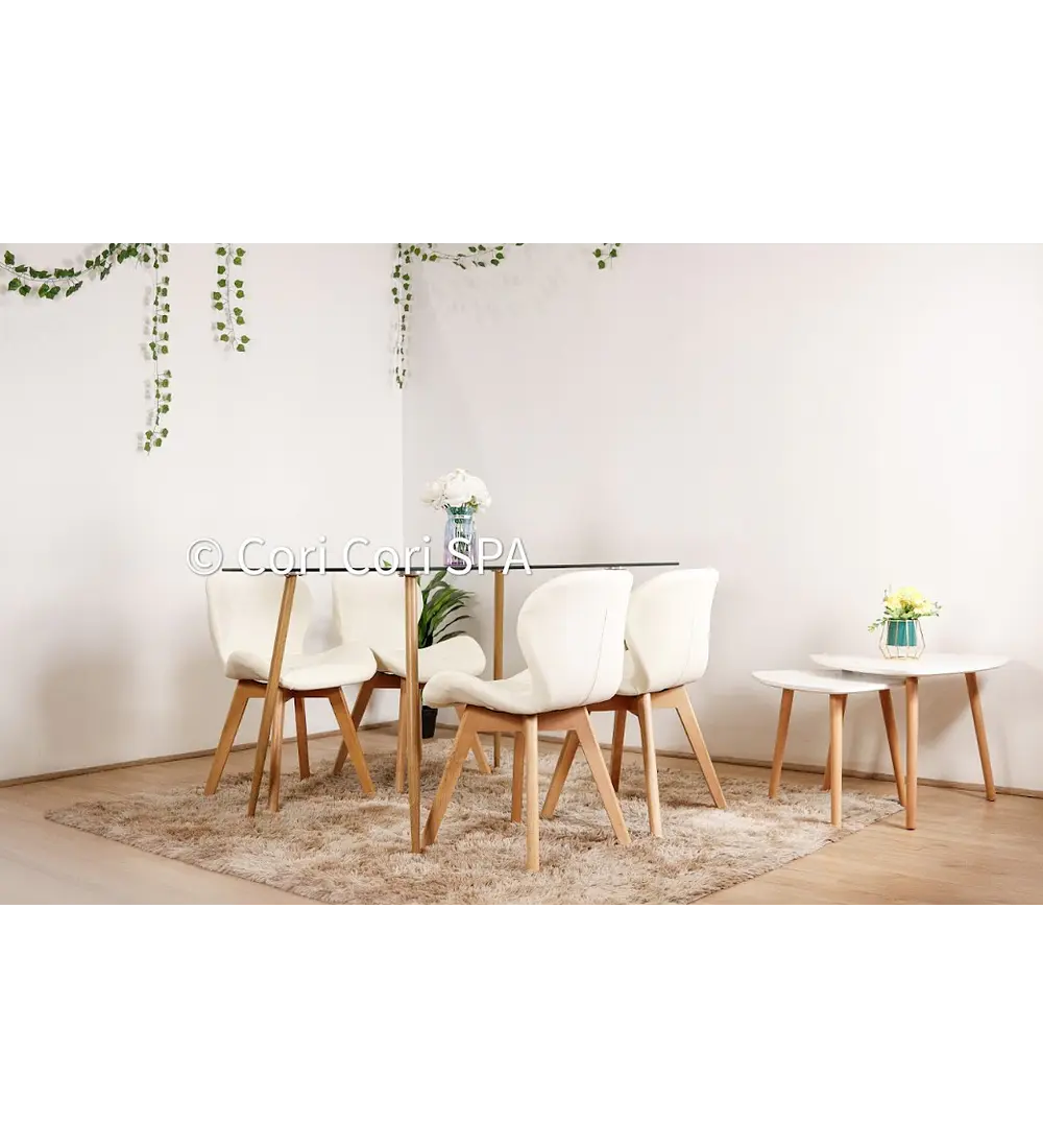 Comedor Rubi 130x80cms + 4 Sillas Mariposa Wood