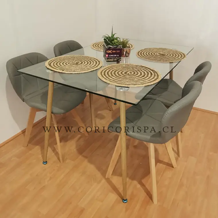 Comedor Rubi 130x80cms + 4 Sillas Mariposa Wood 2