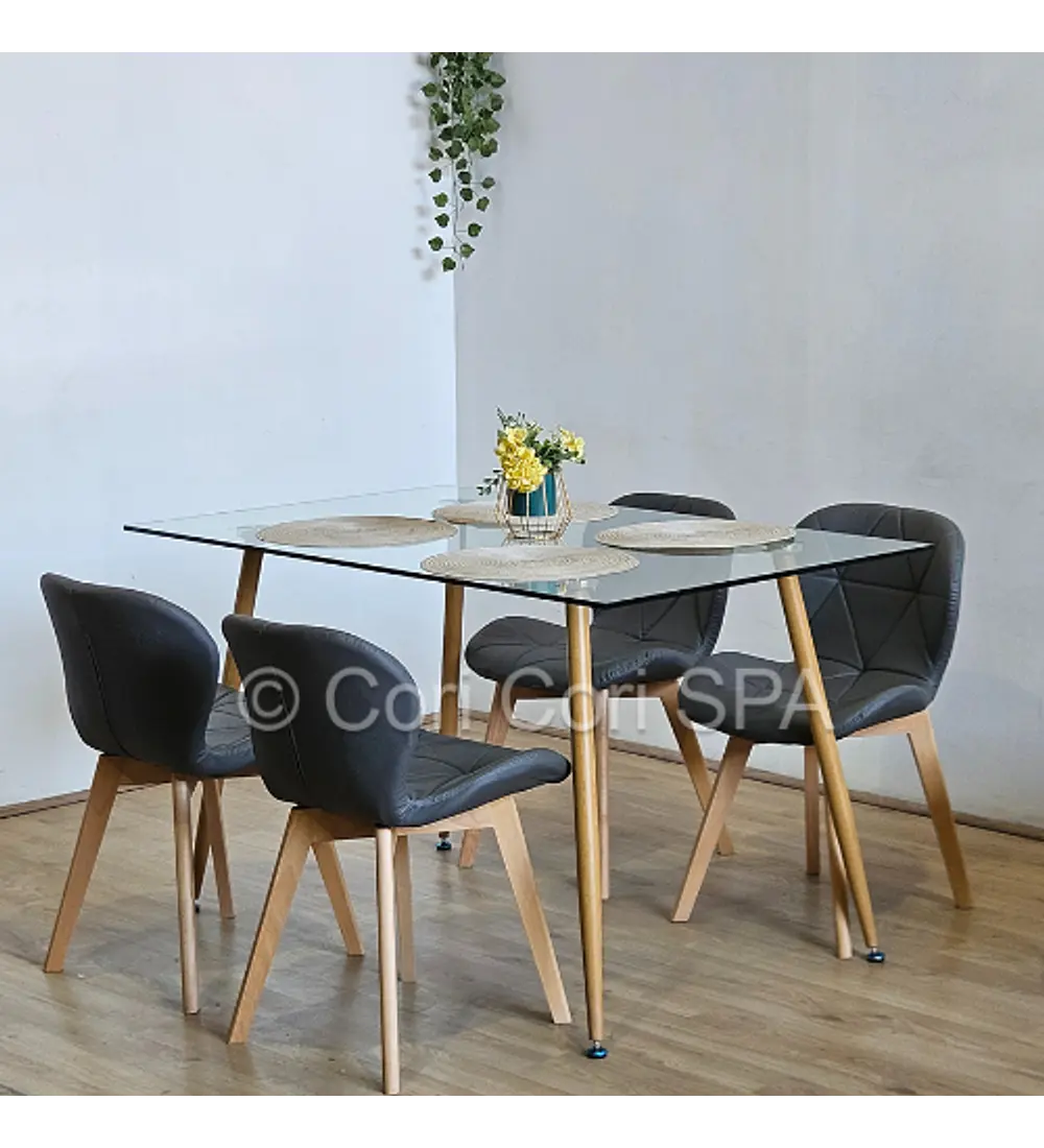 Comedor Rubi 130x80cms + 4 Sillas Mariposa Wood