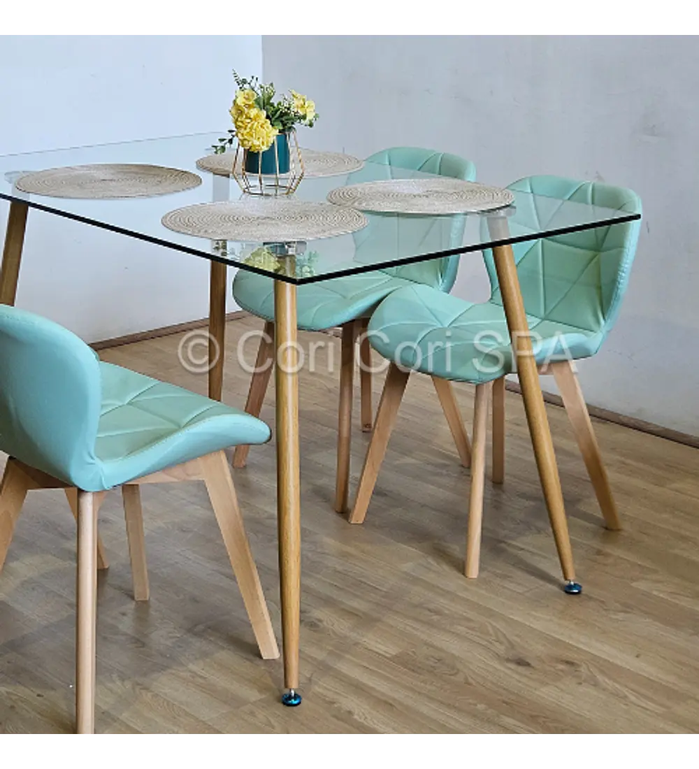 Comedor Rubi 130x80cms + 4 Sillas Mariposa Wood
