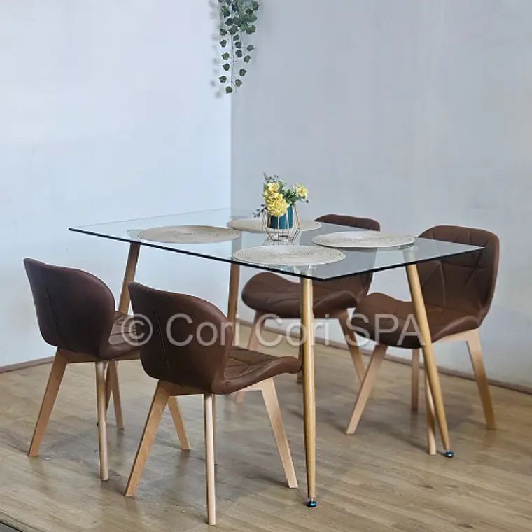 Comedor Rubi 130x80cms + 4 Sillas Mariposa Wood 15