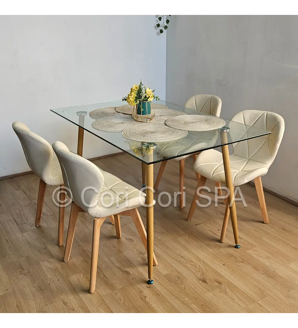 Comedor Rubi 130x80cms + 4 Sillas Mariposa Wood