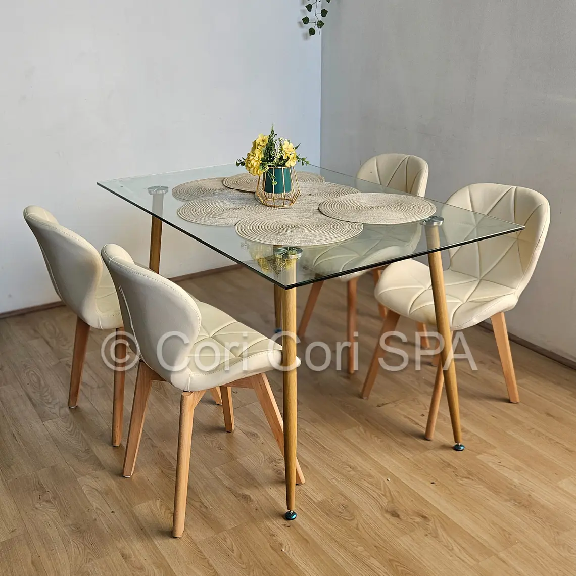 Comedor Rubi 130x80cms + 4 Sillas Mariposa Wood 3