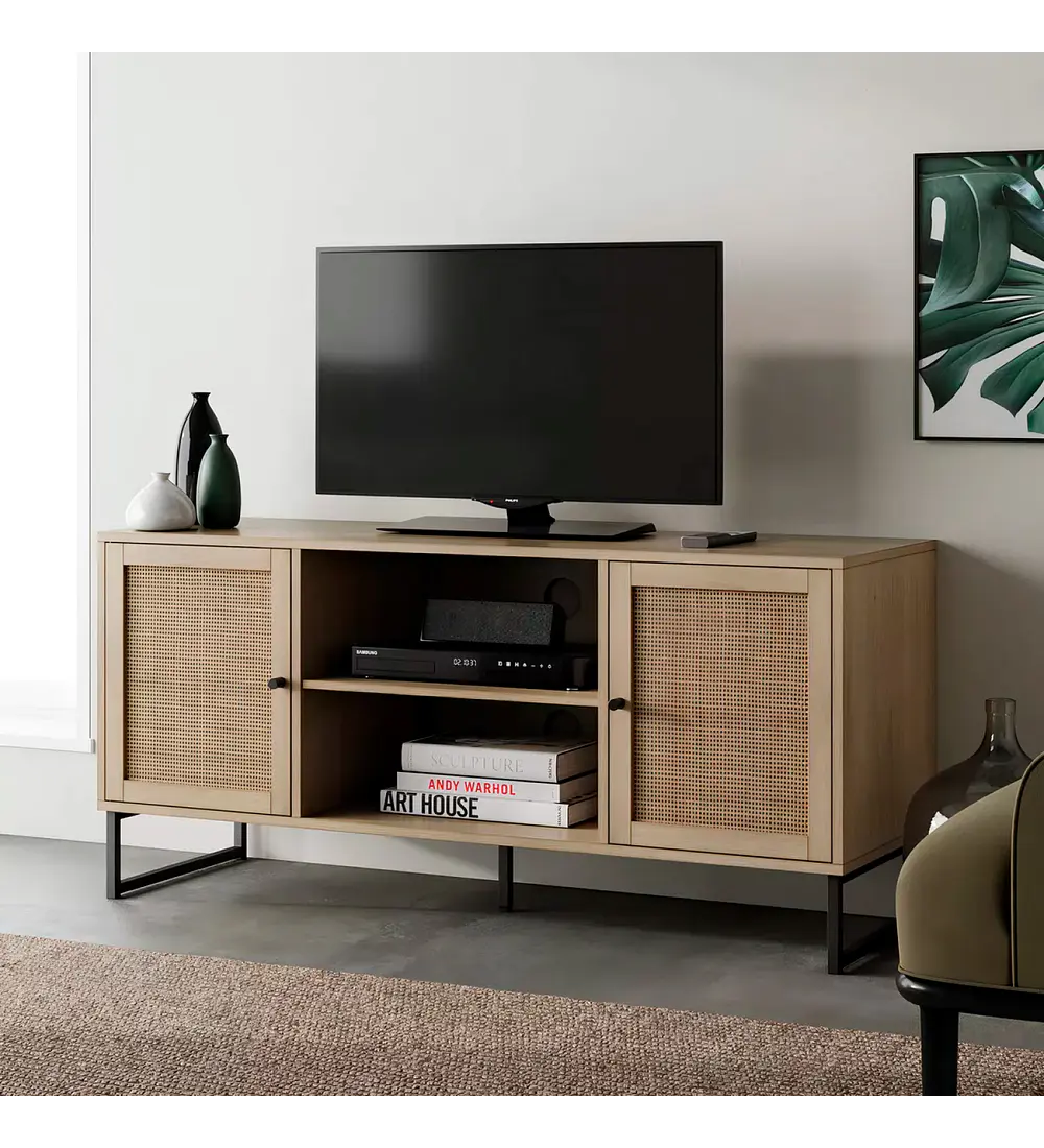 Rack de TV o Buffet Rattan Rustico Dos Puertas