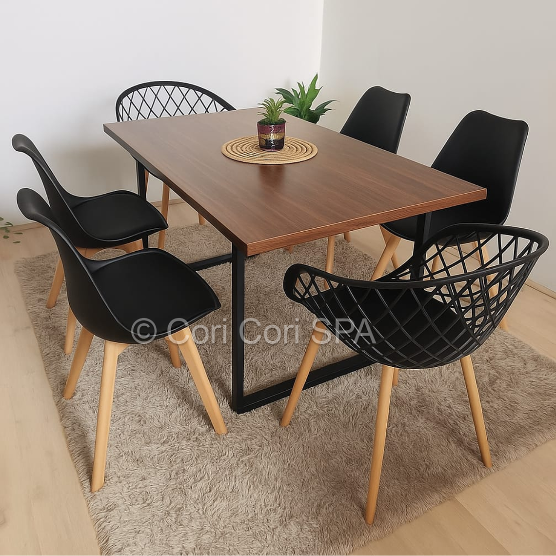 Comedor Industrial 160x90 + (4 Sillas Tulip + 2 Butacas Mesh) 8
