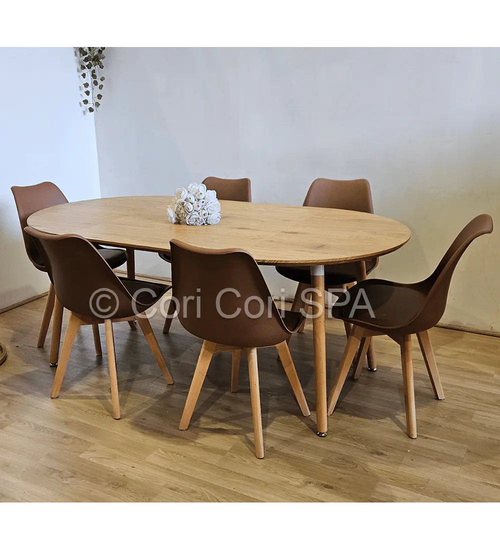 Comedor Mesa Expandible (100 - 180cms) + Sillas Tulip