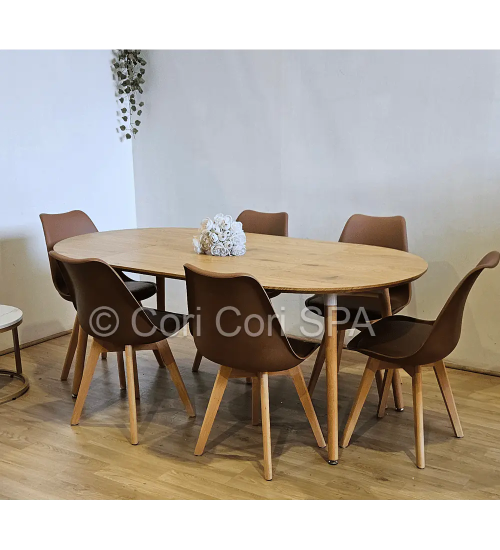 Comedor Mesa Expandible (100 - 180cms) + Sillas Tulip