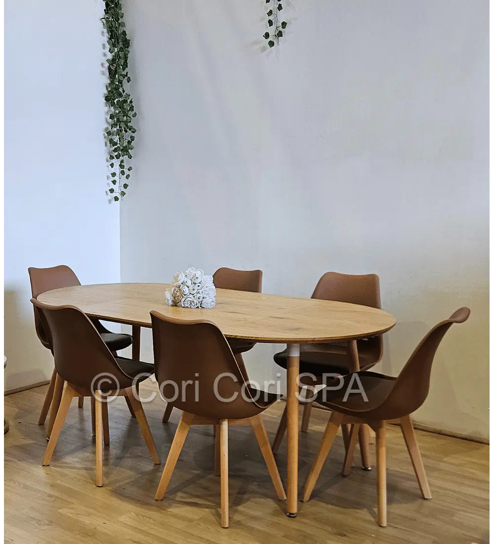 Comedor Mesa Expandible (100 - 180cms) + Sillas Tulip