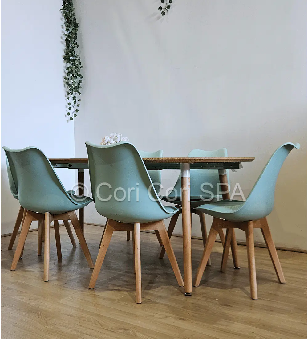 Comedor Mesa Expandible (100 - 180cms) + Sillas Tulip