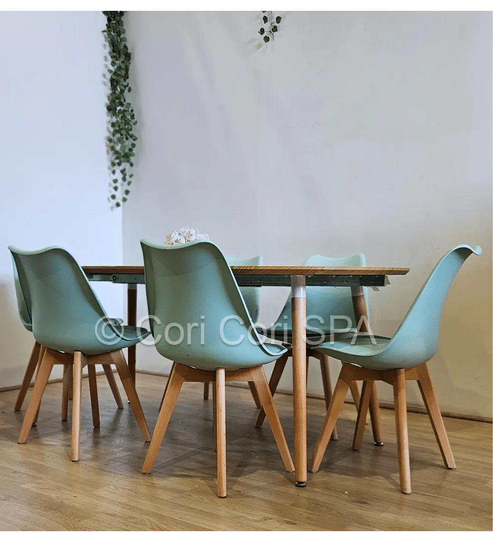 Comedor Mesa Expandible (100 - 180cms) + Sillas Tulip