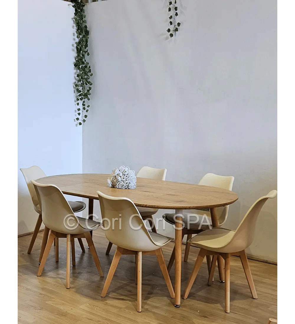 Comedor Mesa Expandible (100 - 180cms) + Sillas Tulip
