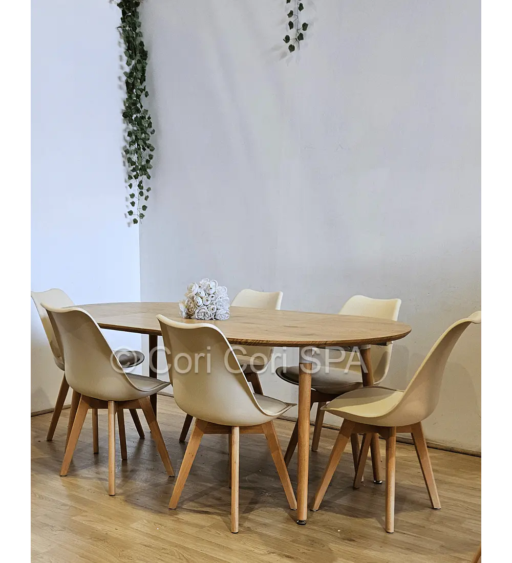 Comedor Mesa Expandible (100 - 180cms) + Sillas Tulip