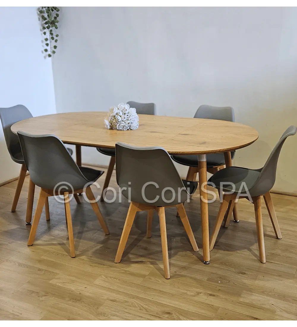 Comedor Mesa Expandible (100 - 180cms) + Sillas Tulip