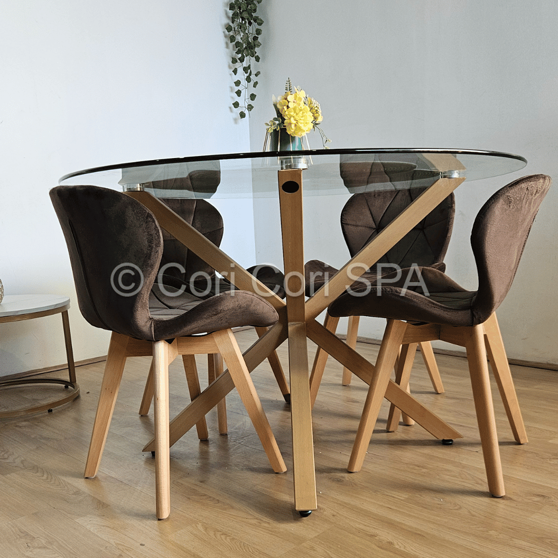 Comedor Warwick  120cm + 4 Sillas Mariposa Velvet  14