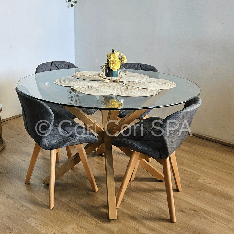 Comedor Warwick  120cm + 4 Sillas Mariposa Lino 1