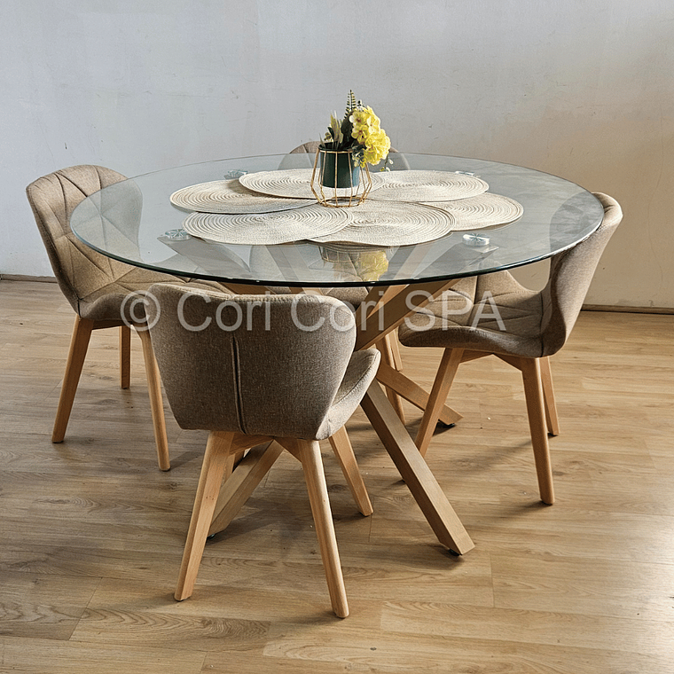 Comedor Warwick  120cm + 4 Sillas Mariposa Lino 4