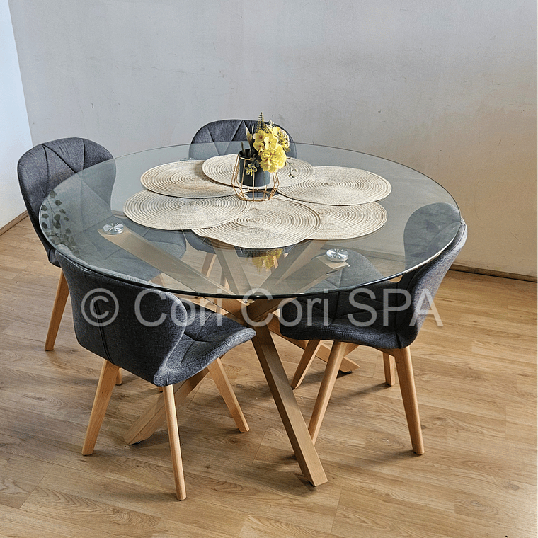 Comedor Warwick  100cm + 4 Sillas Mariposa Lino 5
