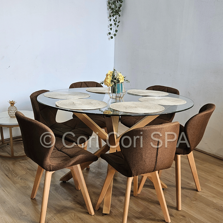 Comedor Warwick 120Cms + 6 Sillas Mariposa Lino 2