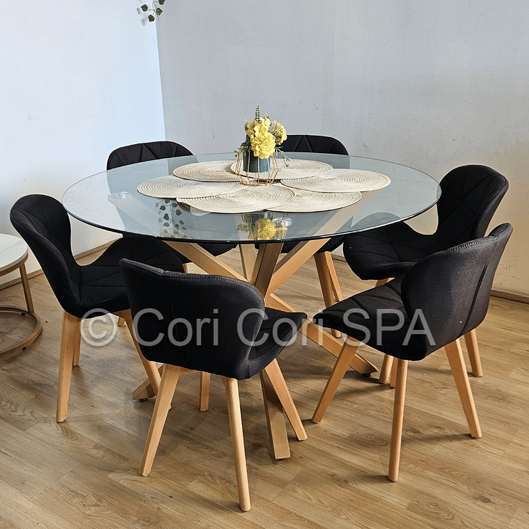 Comedor Warwick 120Cms + 6 Sillas Mariposa Lino 7