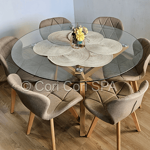 Comedor Warwick 120Cms + 6 Sillas Mariposa Lino