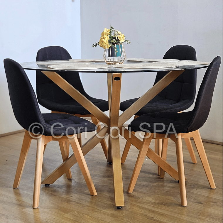 Comedor Warwick  120cm + 4 Sillas Capitonne Lino 4