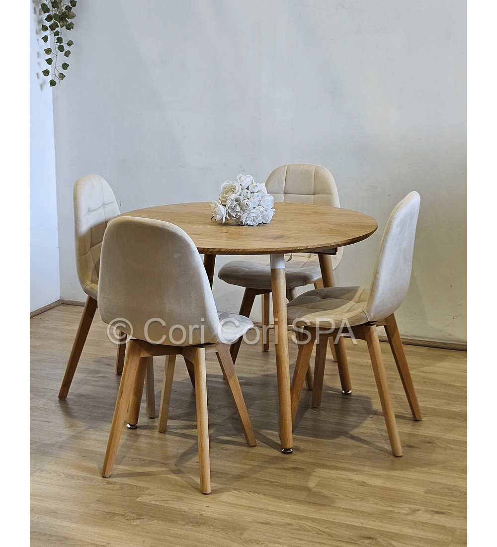 Comedor Mesa Expandible (100 - 180cms) + 4 Sillas Capitonne Velvet