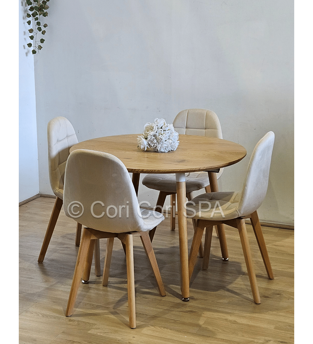 Comedor Mesa Expandible (100 - 180cms) + 4 Sillas Capitonne Velvet