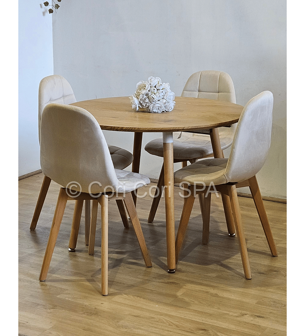Comedor Mesa Expandible (100 - 180cms) + 4 Sillas Capitonne Velvet