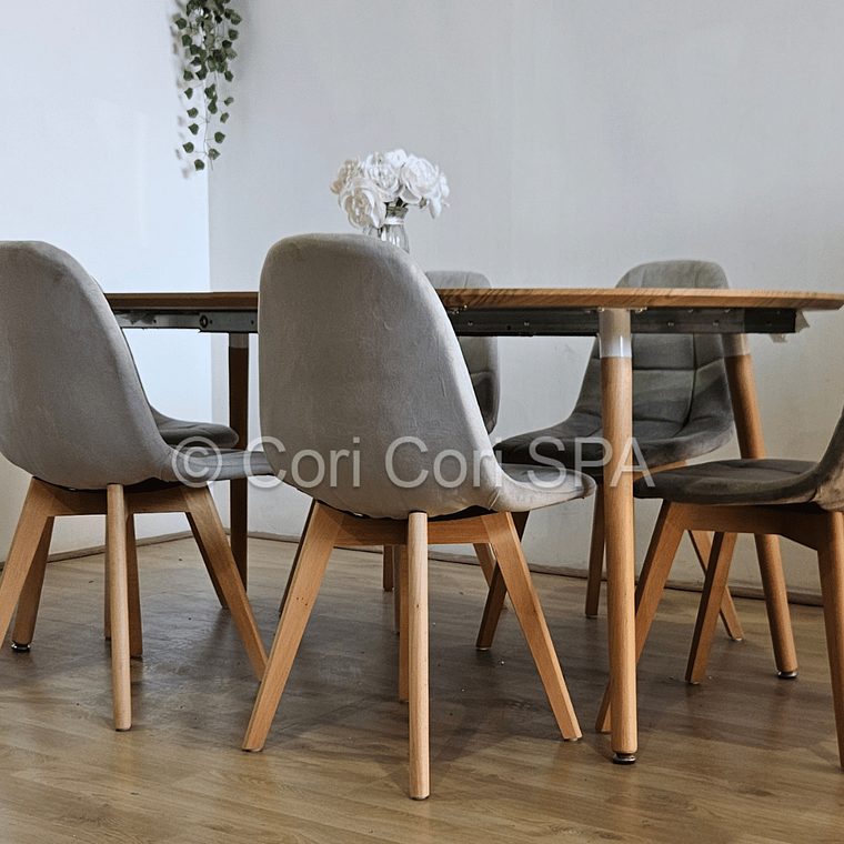 Comedor Mesa Expandible (100 - 180cms) + 4 Sillas Capitonne Velvet 8