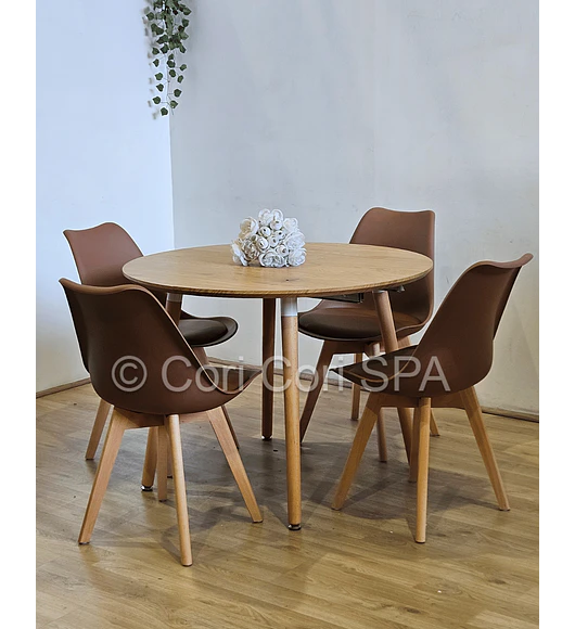Comedor Mesa Expandible (100 - 180cms) + 4 Sillas Tulip