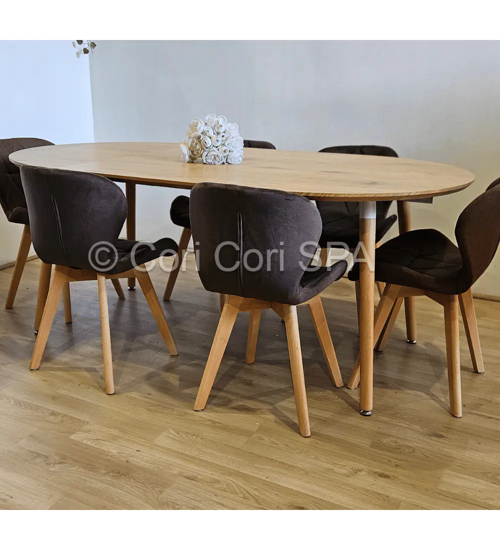 Comedor Mesa Expandible (100 - 180cms) + 6 Sillas Mariposa Velvet