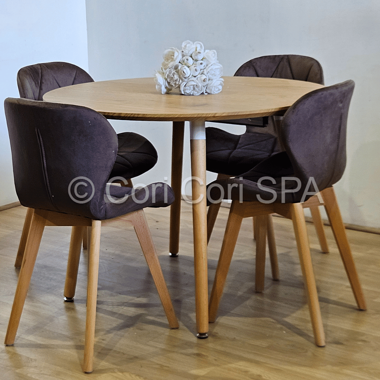 Comedor Mesa Expandible (100 - 180cms) + 4 Sillas Mariposa Velvet 10