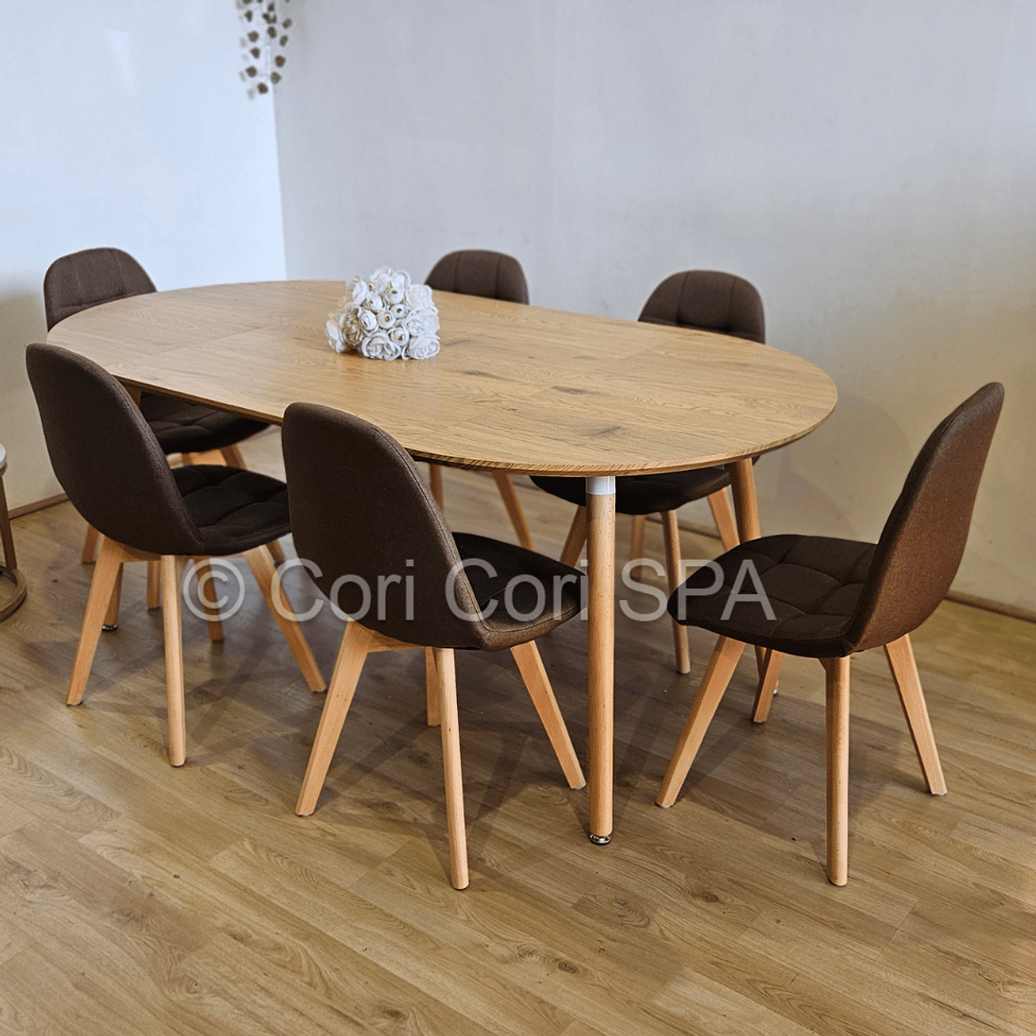 Comedor Mesa Expandible (100 - 180cms) + 6 Sillas Capitonne Lino 4